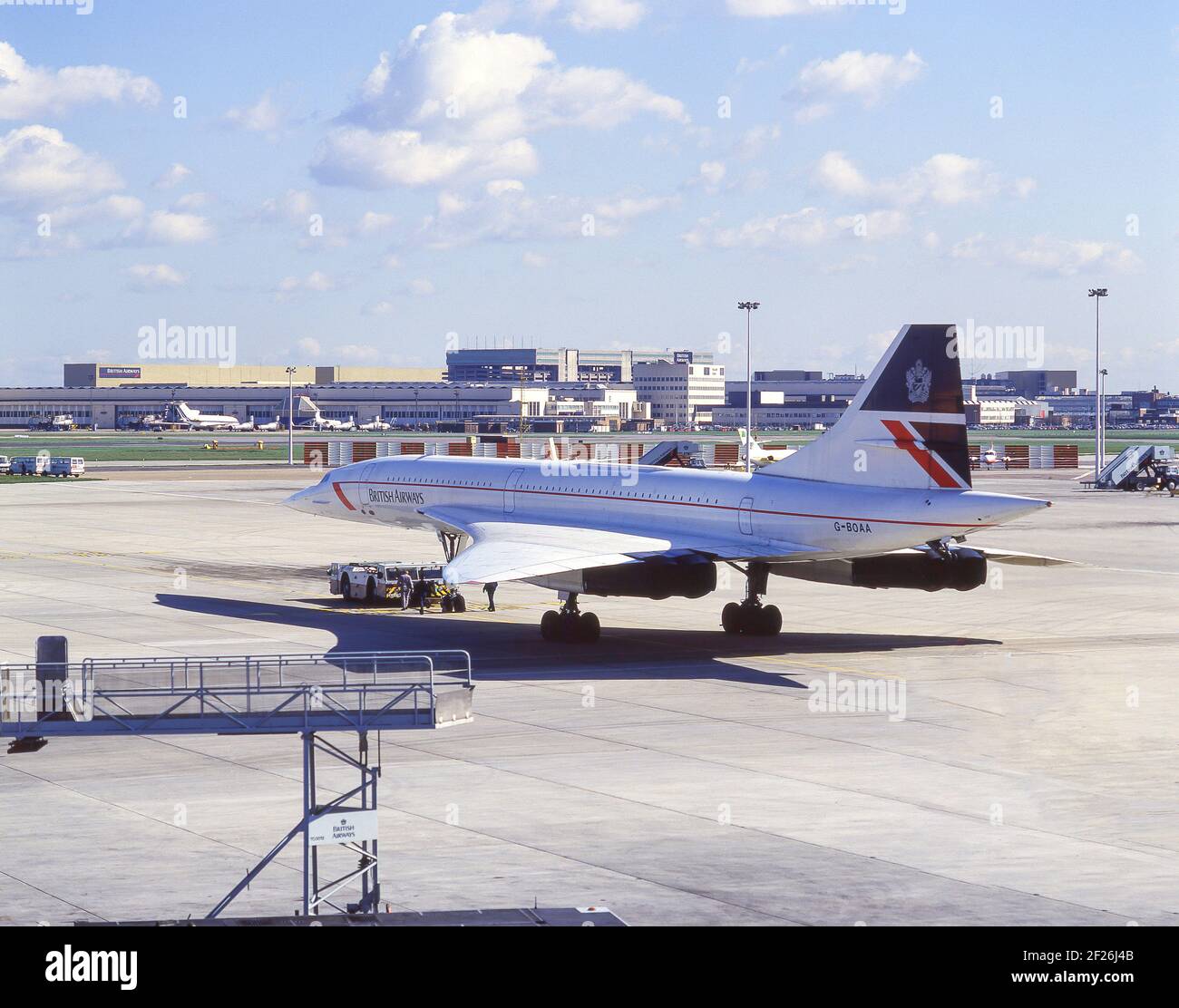 British Airways Concorde Flugzeuge auf Asphalt am Flughafen Heathrow, London Borough of Hounslow, Greater London, England, Vereinigtes Königreich Stockfoto