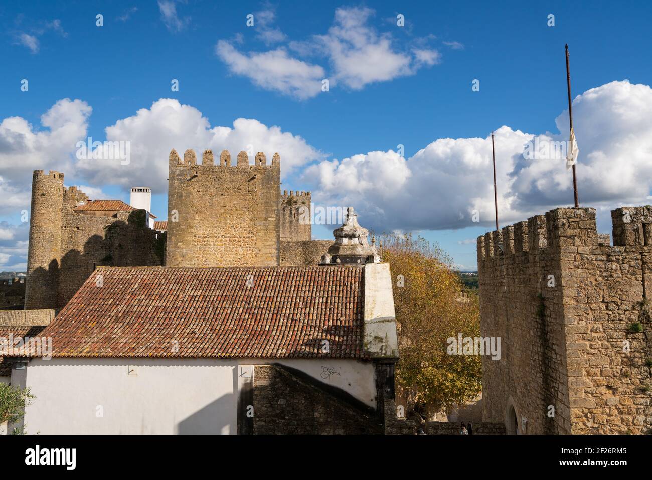Obidos schöne Dorf Burg Festung Fort Turm in Portugal Stockfoto