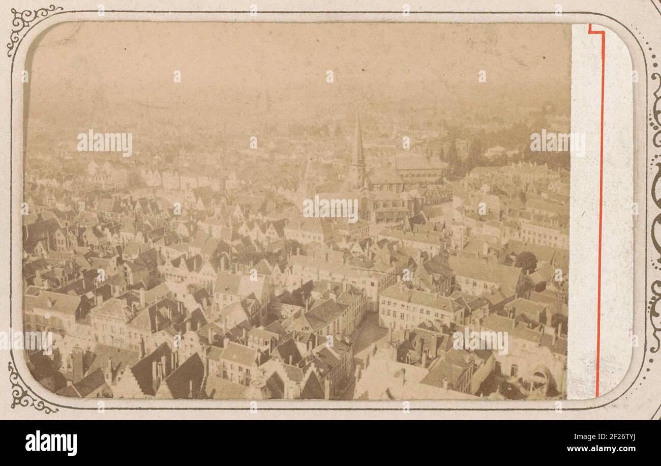 Blick auf Gent von einer hohen Position; Vue générale de gand.Teil oder Fotoalbum mit 36 Aufnahmen oder europäischen Ländern. Stockfoto