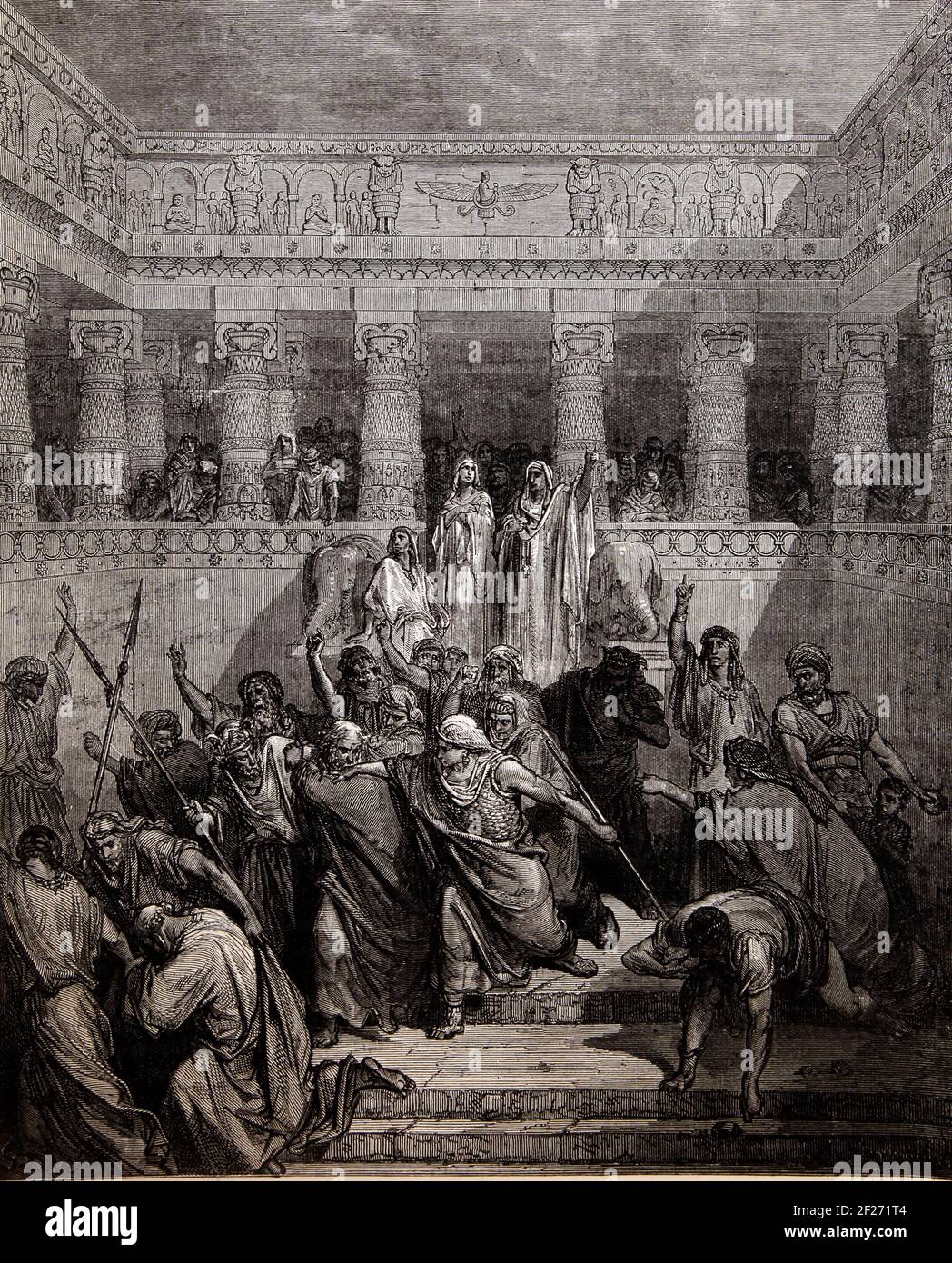 Bibelgeschichte Illustration der Rechtfertigung von Susanna aus dem Geschichte von Susanna 61-62 Stockfoto