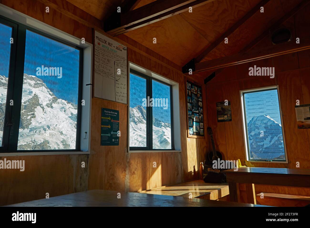 Mt Sefton (links), und Aoraki / Mt Cook (rechts), von der Mueller Hut, Sealy Range, Aoraki / Mount Cook National Park, South Island, Neuseeland Stockfoto