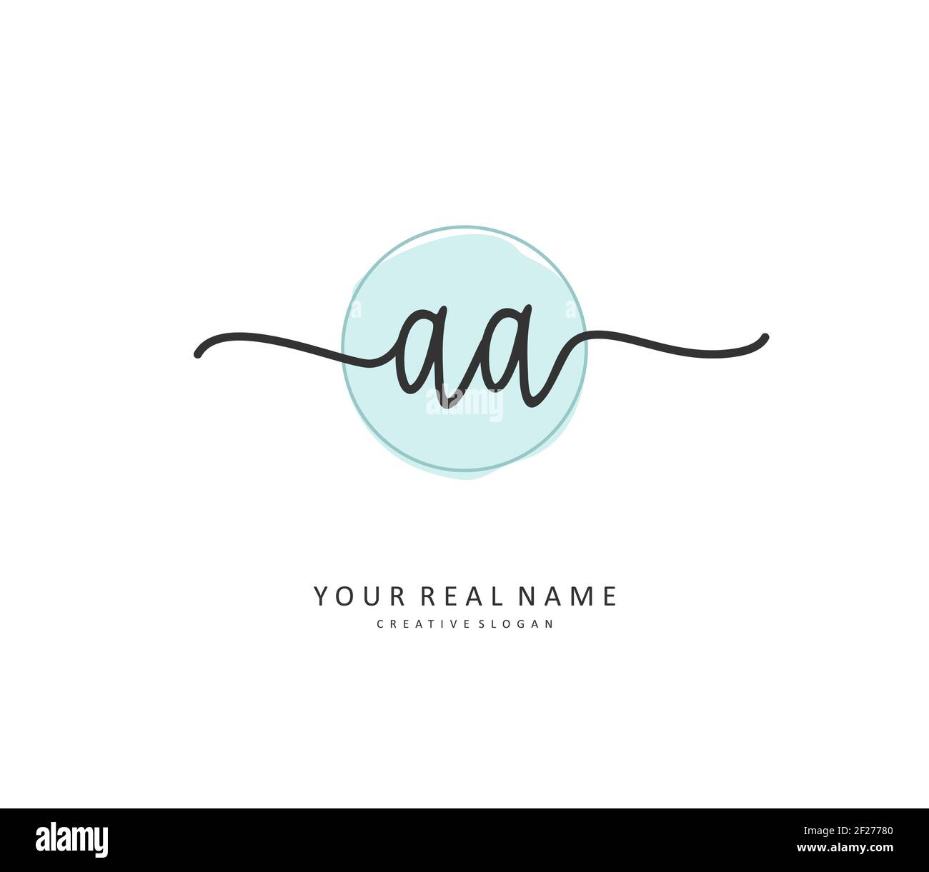 AA Initial Letter Handschrift und Unterschrift Logo. Ein Konzept handschriftlich Initiallogo mit Template-Element. Stockfoto
