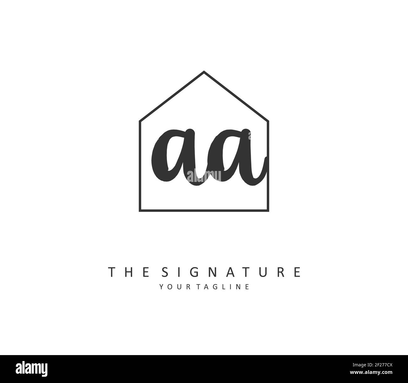 AA Initial Letter Handschrift und Unterschrift Logo. Ein Konzept handschriftlich Initiallogo mit Template-Element. Stockfoto