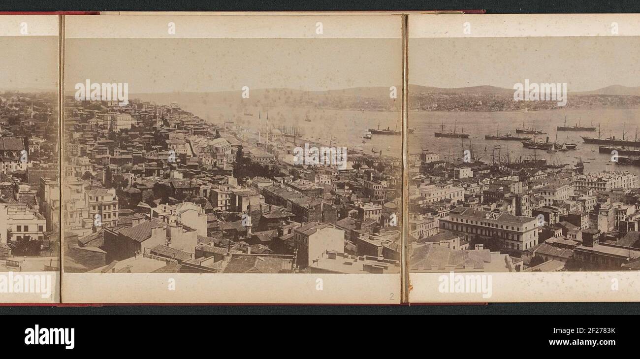 Blick auf die Stadtteile von Istanbul und die Ufer des Bosporus.Teil von Panorama oder Istanbul und der Bosporus, Foto 2 oder 10. Stockfoto