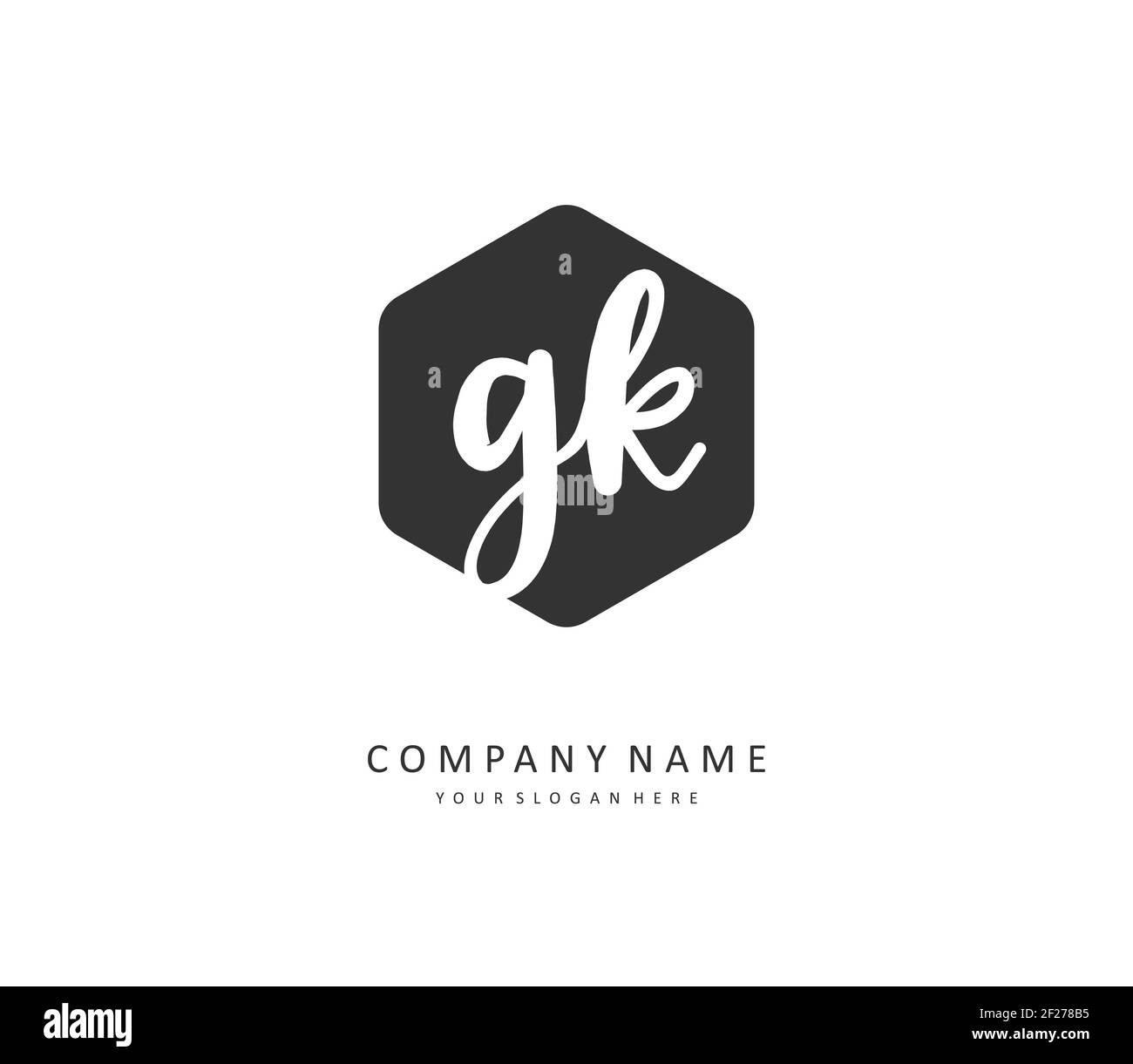 G K GK Anfangsbuchstabenhandschrift und Signaturlogo. Ein Konzept handschriftlich Initiallogo mit Template-Element. Stockfoto