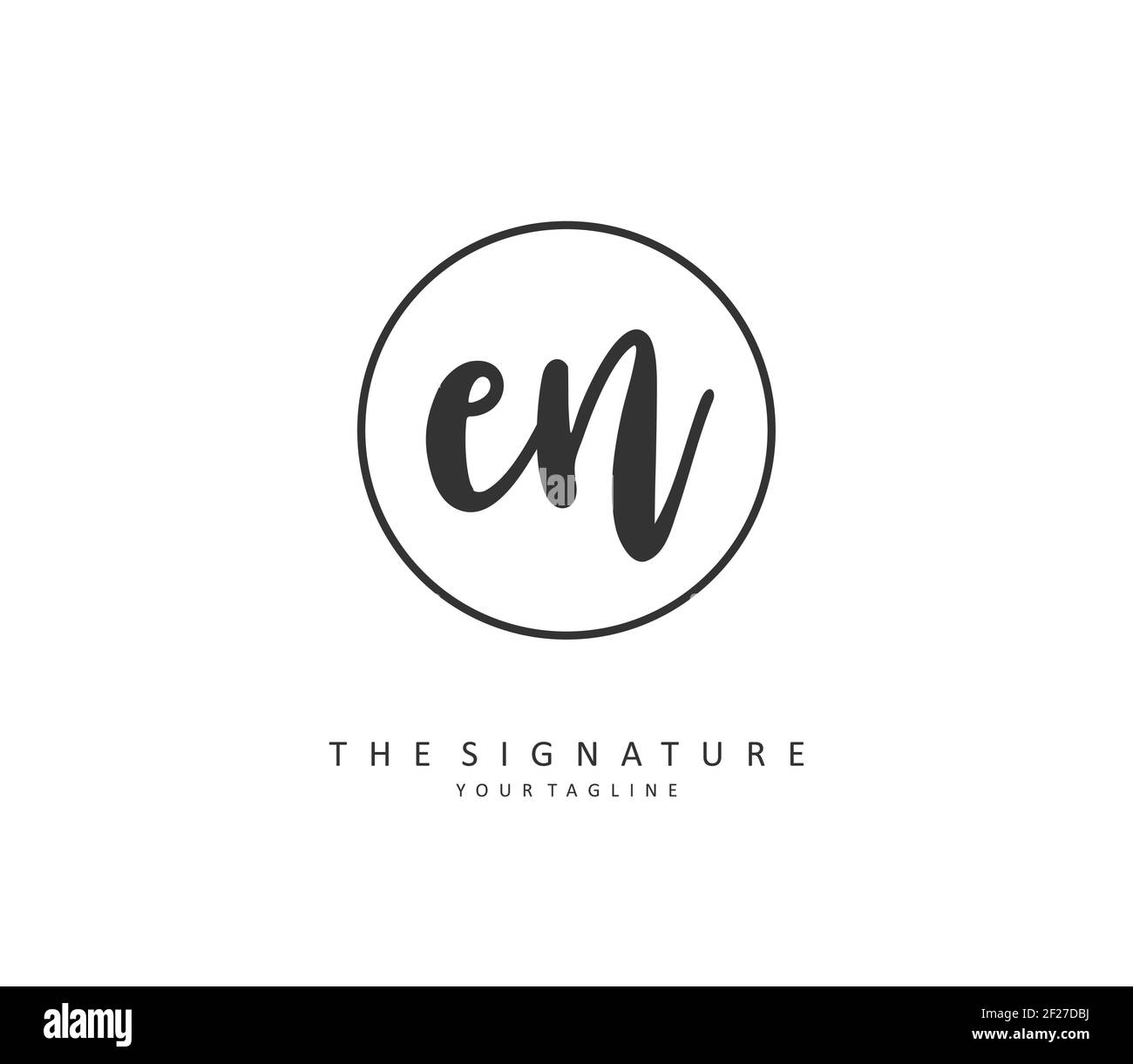 E N EN Anfangsbuchstabenhandschrift und Signaturlogo. Ein Konzept handschriftlich Initiallogo mit Template-Element. Stock Vektor