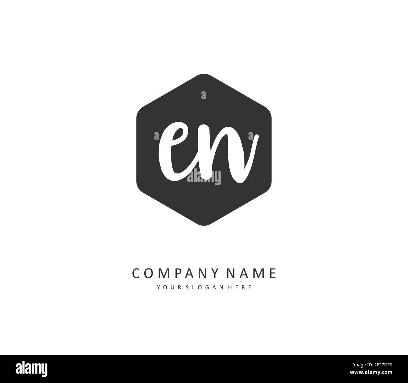 E N EN Anfangsbuchstabenhandschrift und Signaturlogo. Ein Konzept handschriftlich Initiallogo mit Template-Element. Stock Vektor