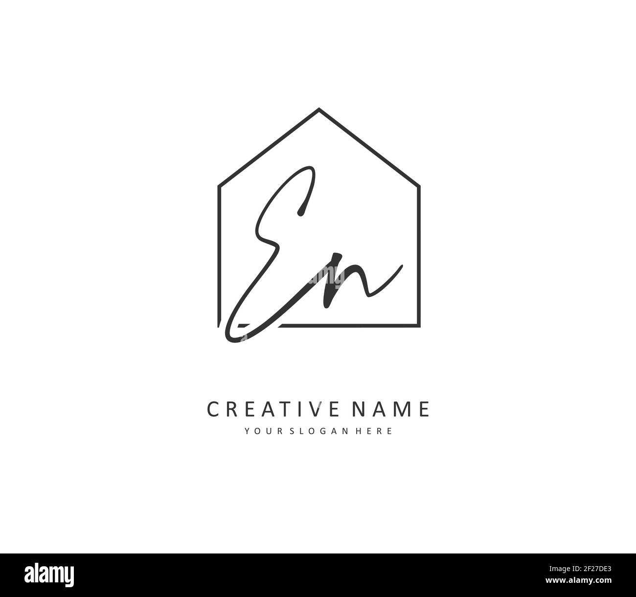 E N EN Anfangsbuchstabenhandschrift und Signaturlogo. Ein Konzept handschriftlich Initiallogo mit Template-Element. Stock Vektor