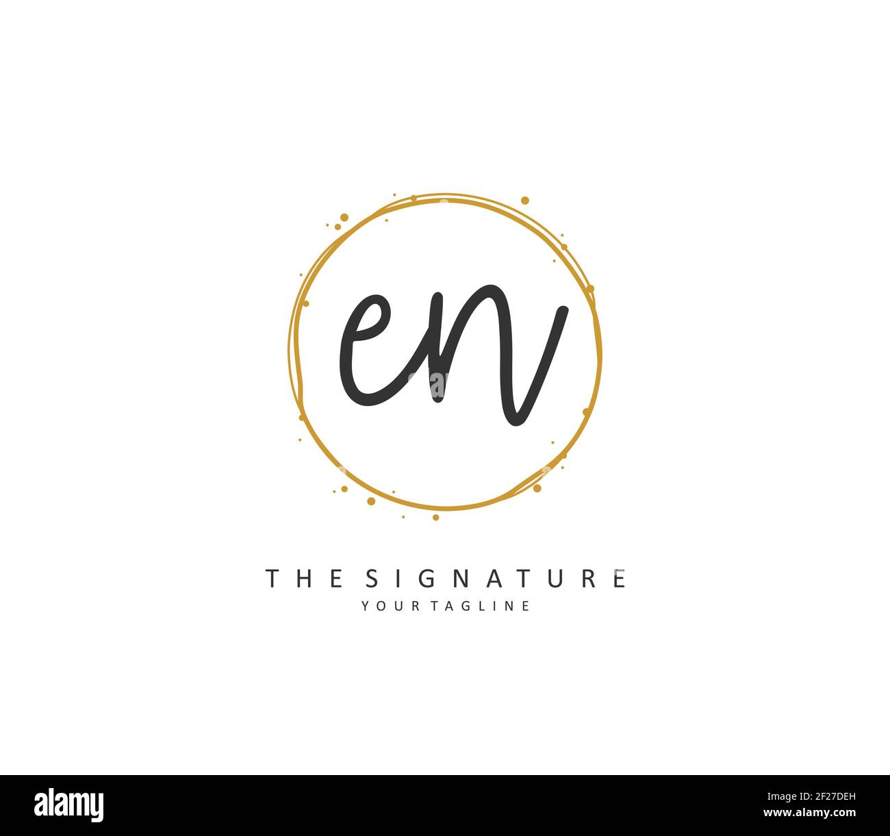 E N EN Anfangsbuchstabenhandschrift und Signaturlogo. Ein Konzept handschriftlich Initiallogo mit Template-Element. Stock Vektor