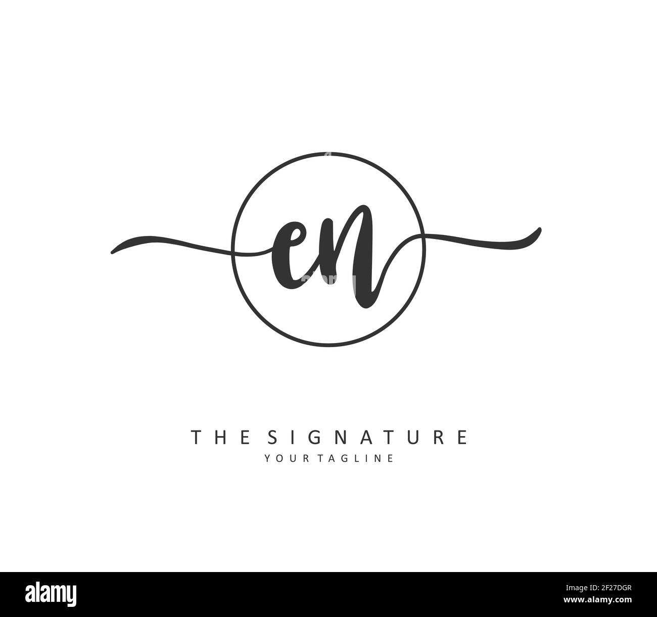 E N EN Anfangsbuchstabenhandschrift und Signaturlogo. Ein Konzept handschriftlich Initiallogo mit Template-Element. Stock Vektor