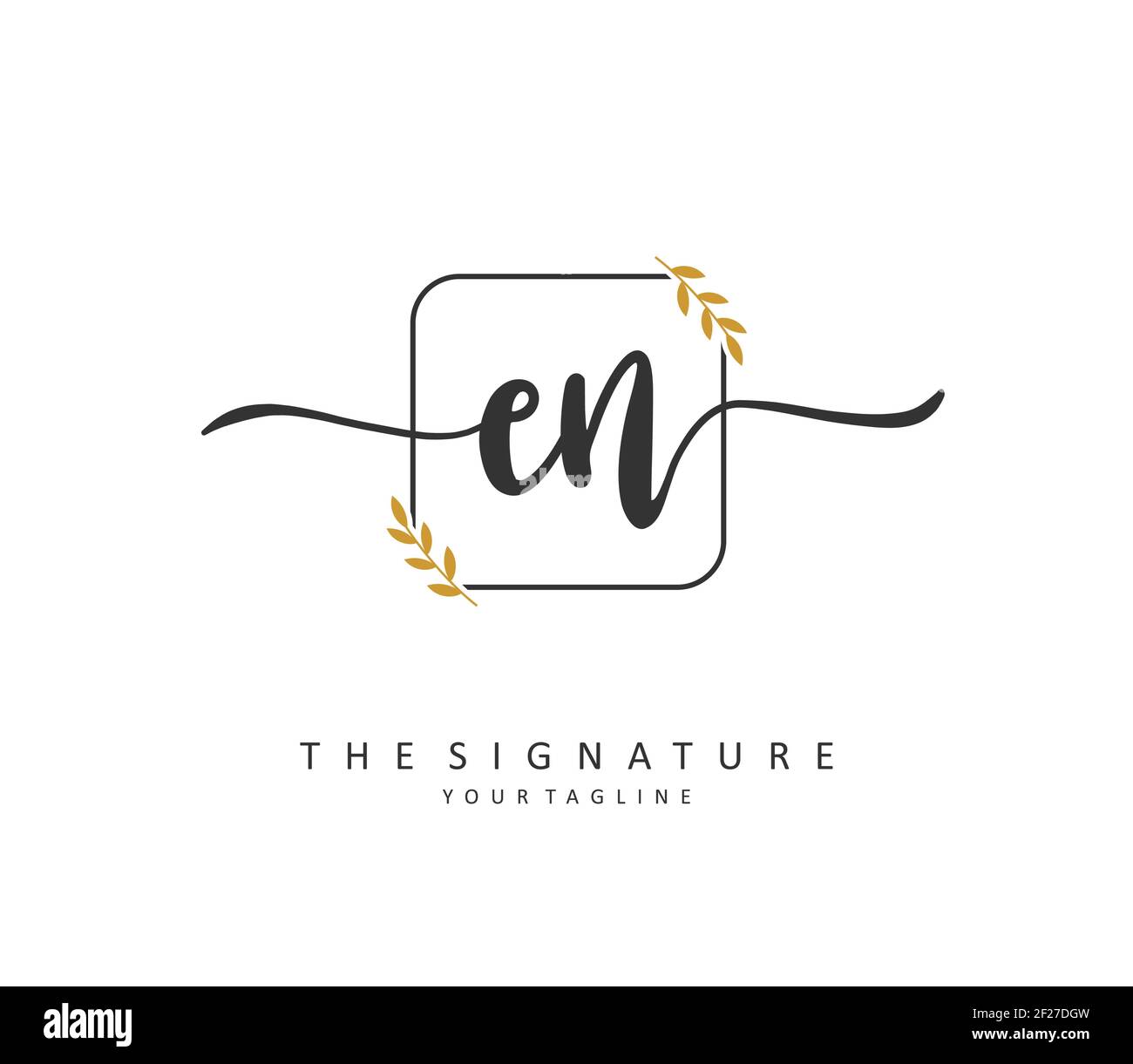 E N EN Anfangsbuchstabenhandschrift und Signaturlogo. Ein Konzept handschriftlich Initiallogo mit Template-Element. Stock Vektor