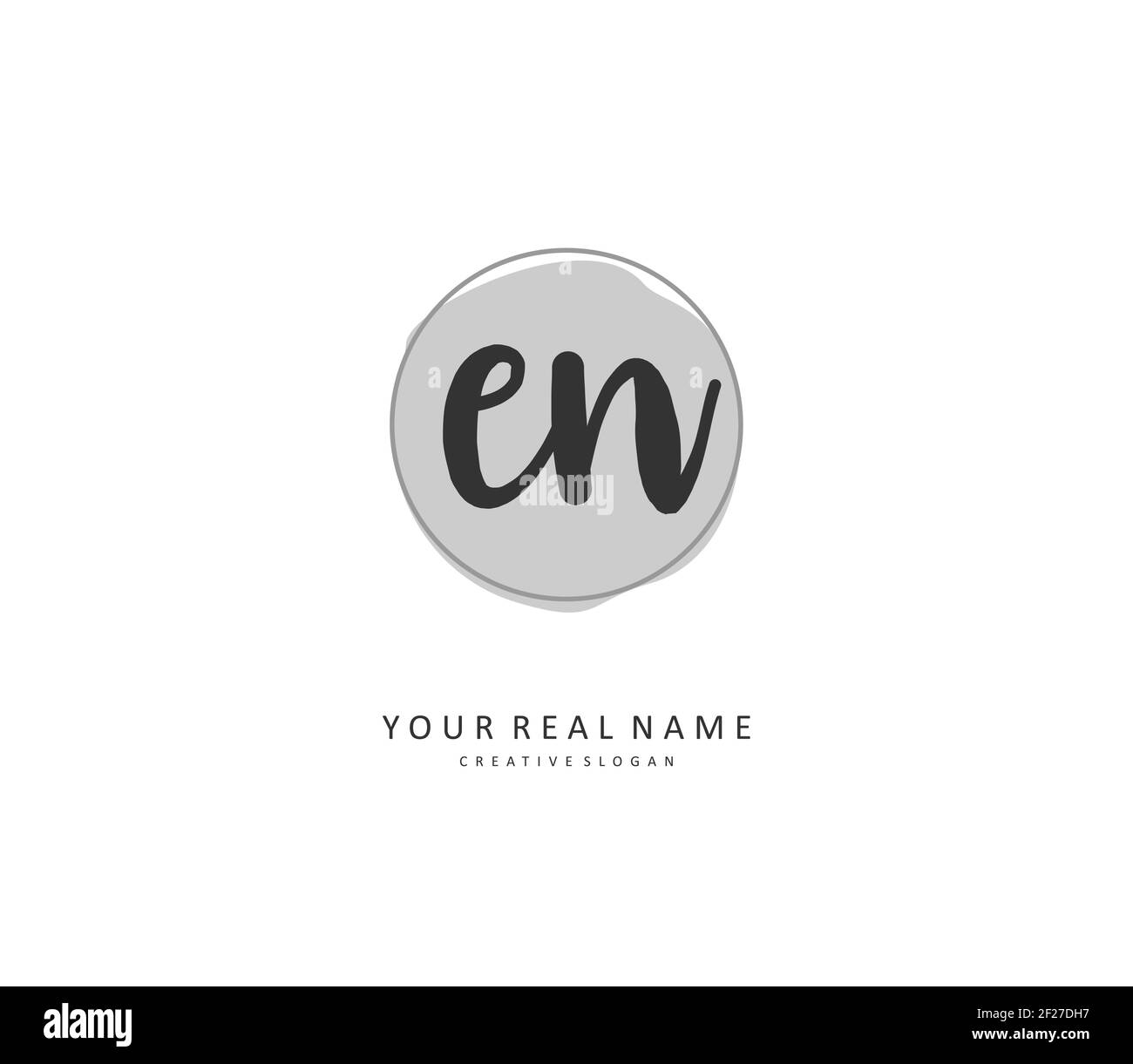 E N EN Anfangsbuchstabenhandschrift und Signaturlogo. Ein Konzept handschriftlich Initiallogo mit Template-Element. Stock Vektor