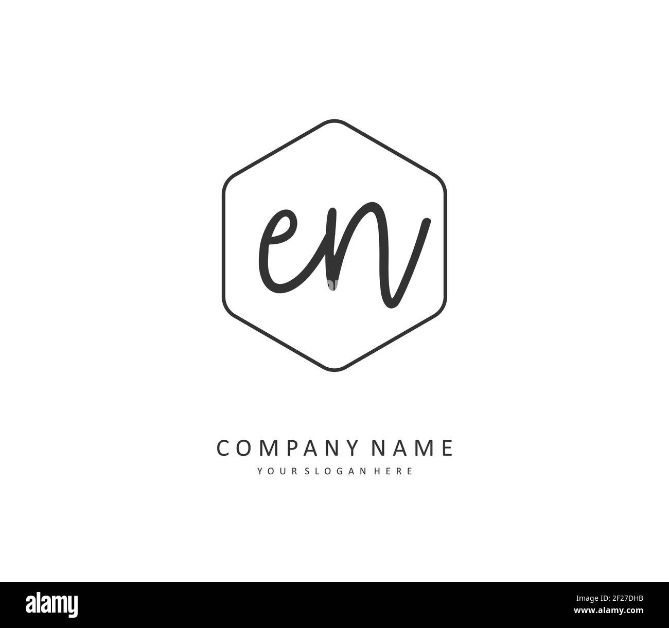 E N EN Anfangsbuchstabenhandschrift und Signaturlogo. Ein Konzept handschriftlich Initiallogo mit Template-Element. Stock Vektor