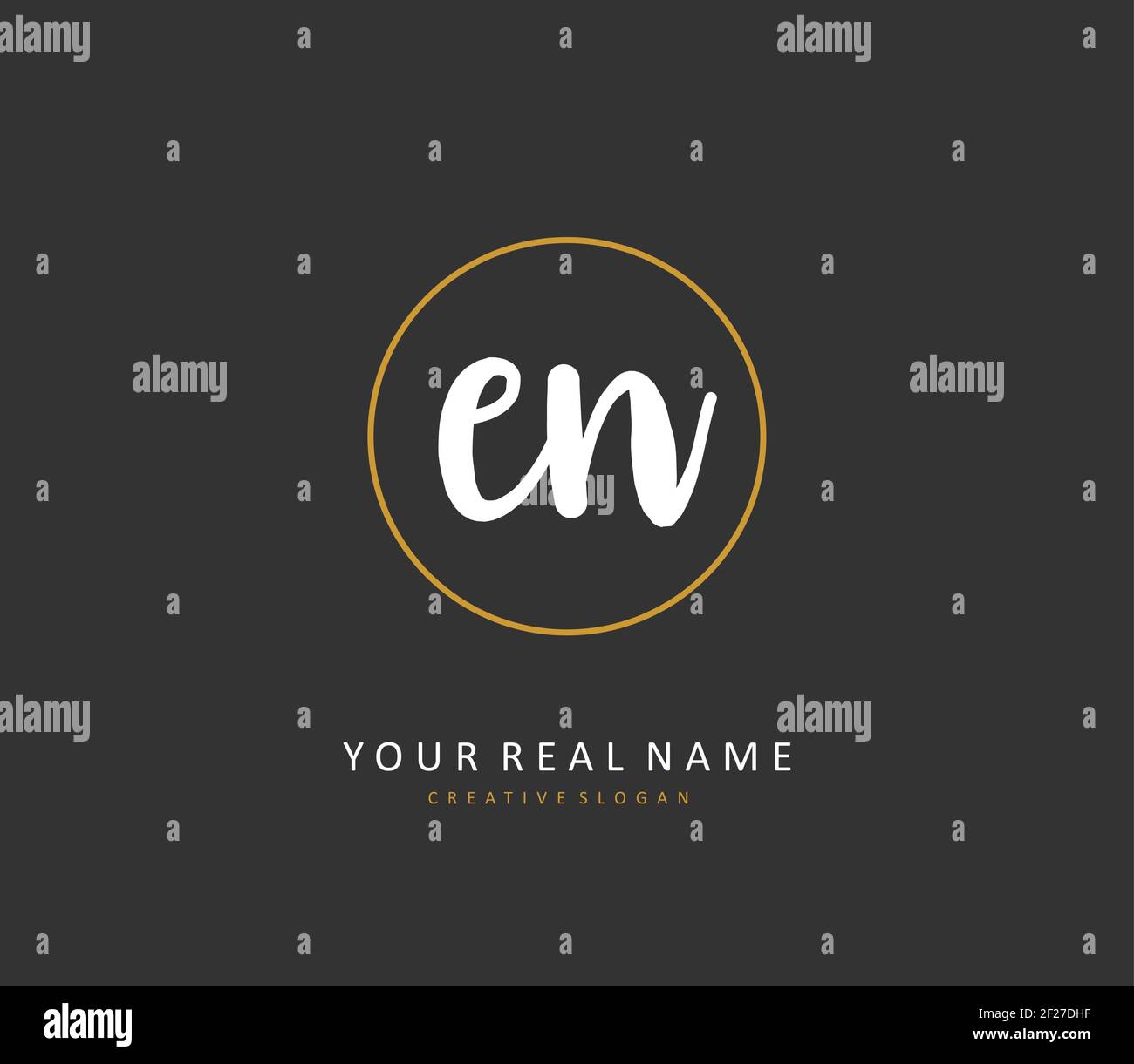 E N EN Anfangsbuchstabenhandschrift und Signaturlogo. Ein Konzept handschriftlich Initiallogo mit Template-Element. Stock Vektor