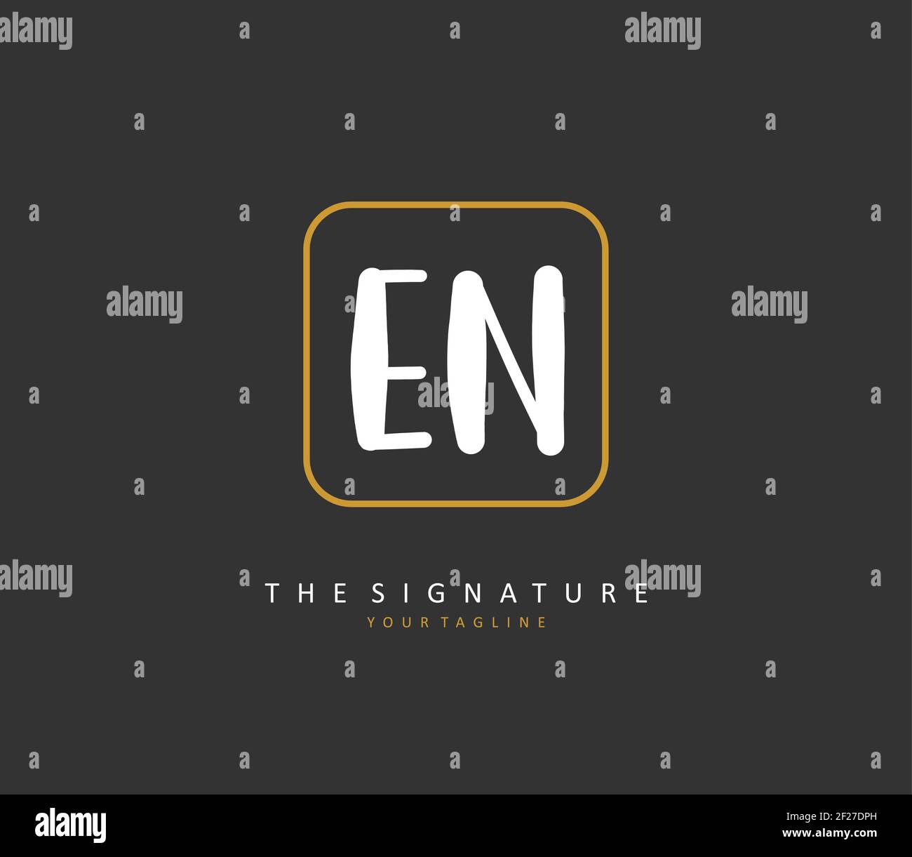 E N EN Anfangsbuchstabenhandschrift und Signaturlogo. Ein Konzept handschriftlich Initiallogo mit Template-Element. Stock Vektor