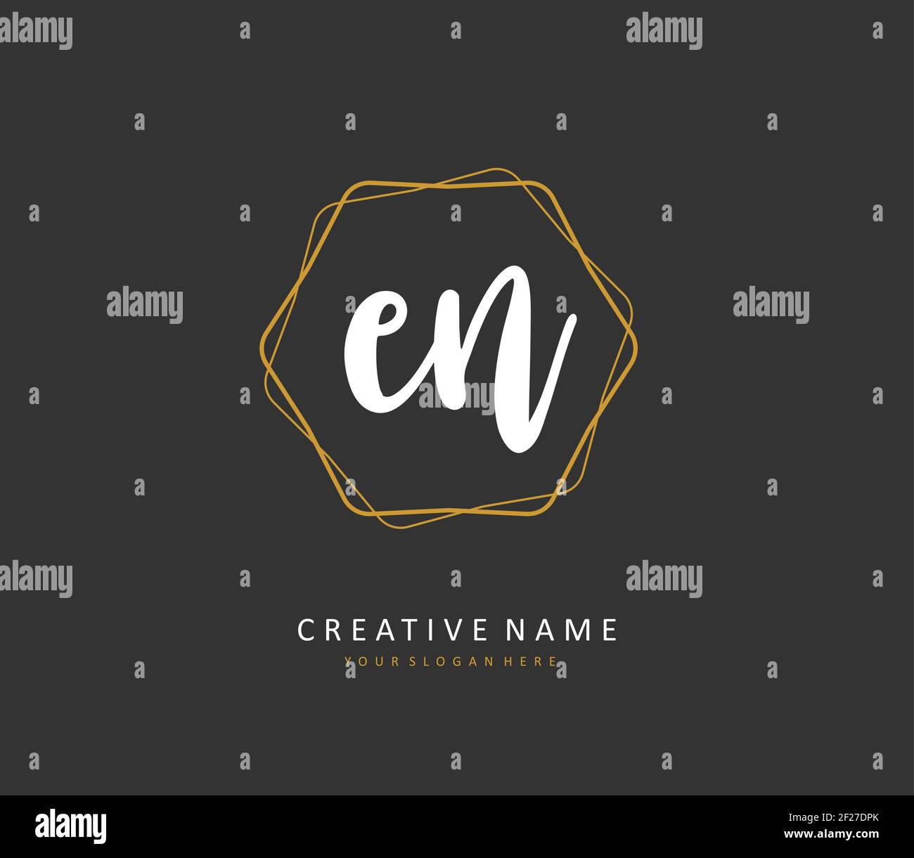 E N EN Anfangsbuchstabenhandschrift und Signaturlogo. Ein Konzept handschriftlich Initiallogo mit Template-Element. Stock Vektor