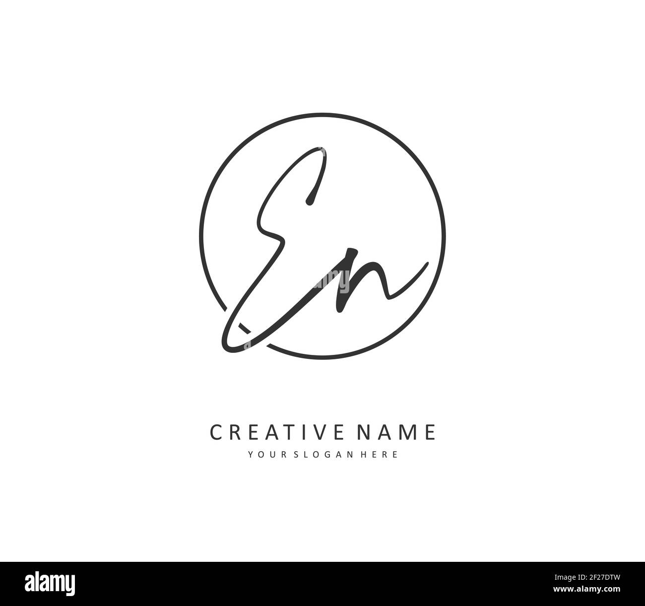 E N EN Anfangsbuchstabenhandschrift und Signaturlogo. Ein Konzept handschriftlich Initiallogo mit Template-Element. Stock Vektor