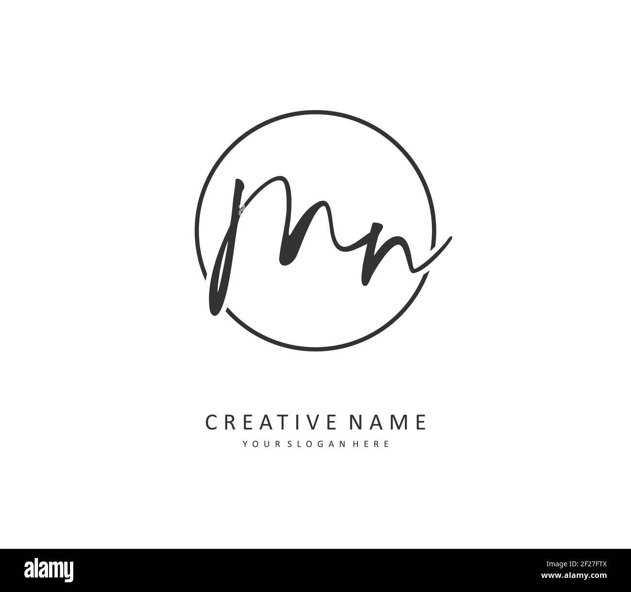 M N MN Initial Letter Handschrift und Unterschrift Logo. Ein Konzept handschriftlich Initiallogo mit Template-Element. Stock Vektor