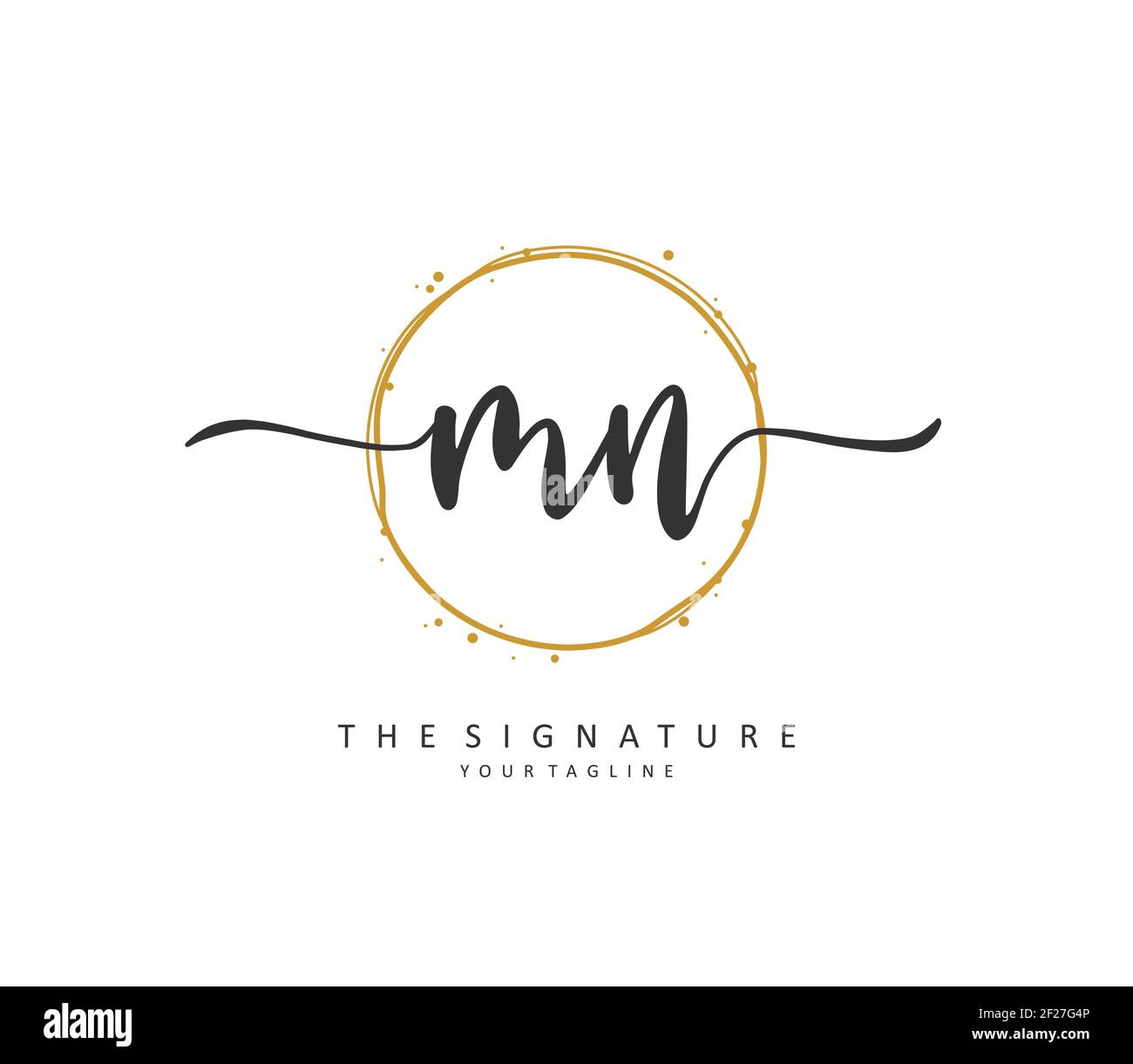 M N MN Initial Letter Handschrift und Unterschrift Logo. Ein Konzept handschriftlich Initiallogo mit Template-Element. Stock Vektor