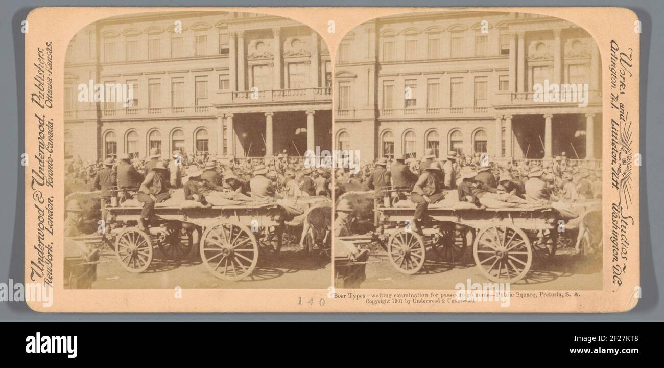 Boer Typen - warten Prüfung für Pässe nach Hause gehen, Public Square, Pretoria, Südafrika.. Stockfoto