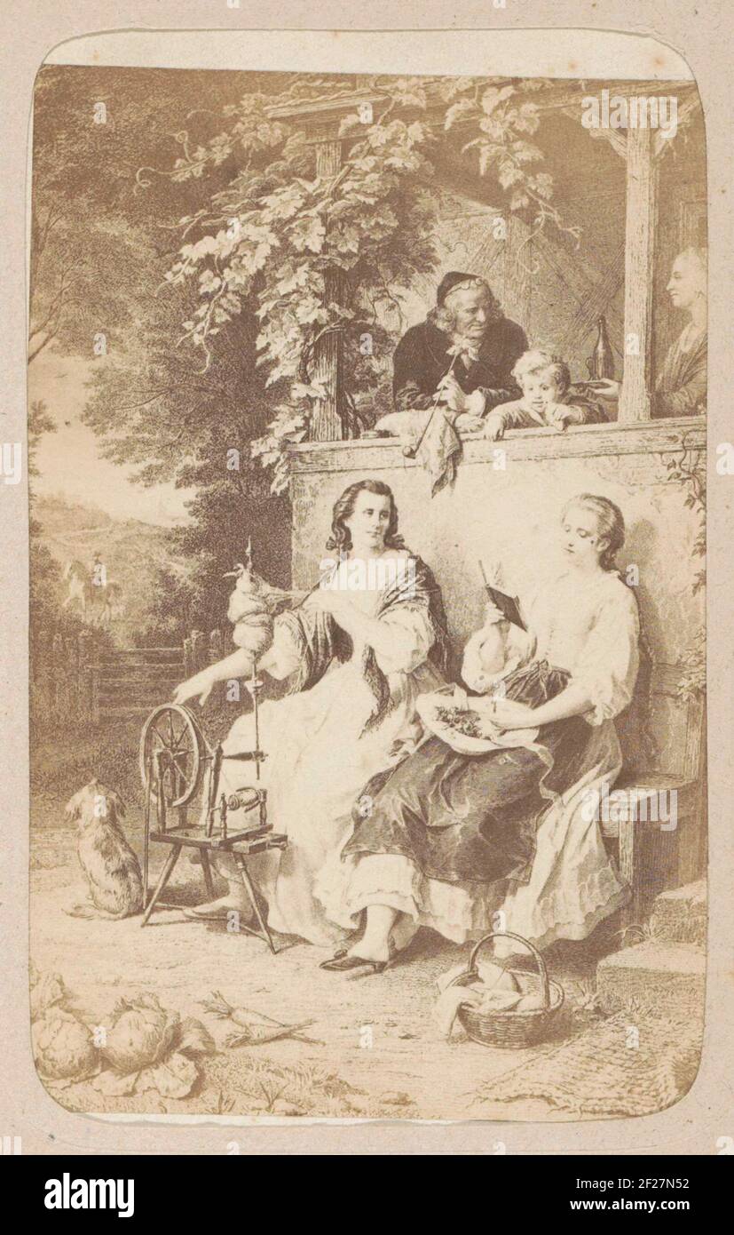 FotorProductie van (vermoedelijk) Een Prent naar Werk Van W. von Kaulbach: Friederike. Wahrheit und Poesie; Friederike. Wahrheit und Dichtung W. von Kaulbach.Teil des Fotoalbummit 16 Cartes de-Visite von Frauenfiguren aus dem Werk von J.W. Von Goethe. Stockfoto