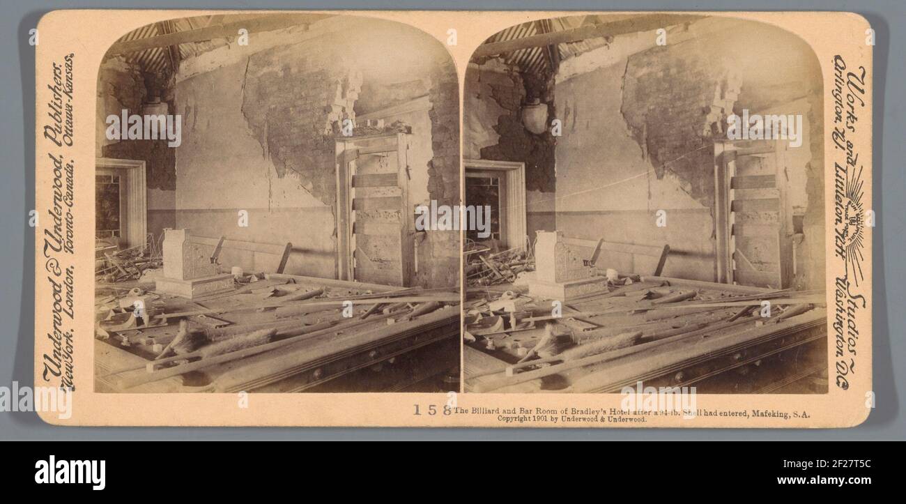 Billardzimmer und Bar des Bradley's Hotels in Mafeking im zweiten Bauernkrieg zerstört; das Billard und Bar Zimmer von Bradley's Hotel nach EINEM 94 Pfund. Shell hatte eingegeben, mapheking, s. a ... Stockfoto