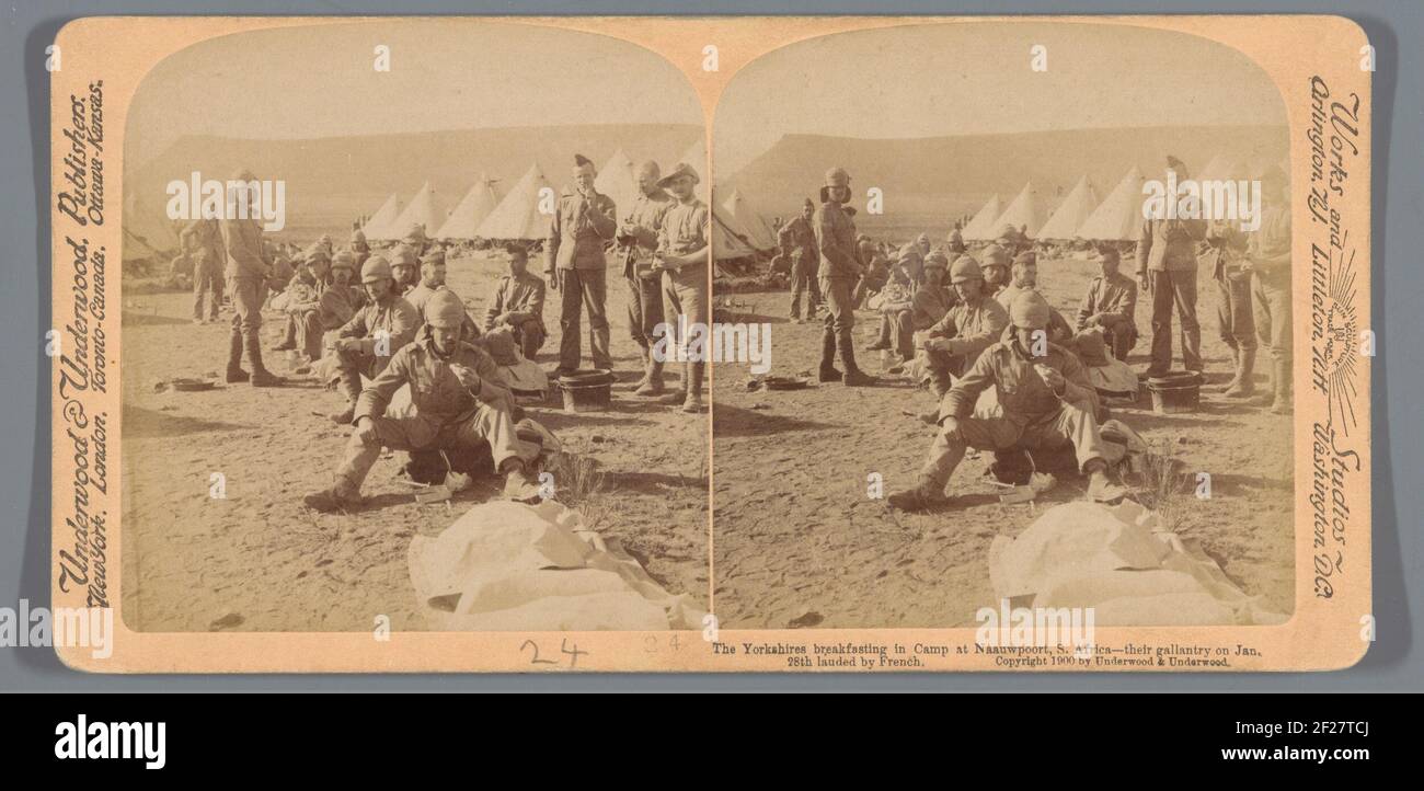 Die Yorkshires Frühstück im Lager in Naauwpoort, S. Afrika - ihre Gallanterie am 28th. Januar von Französisch gelobt.. Stockfoto