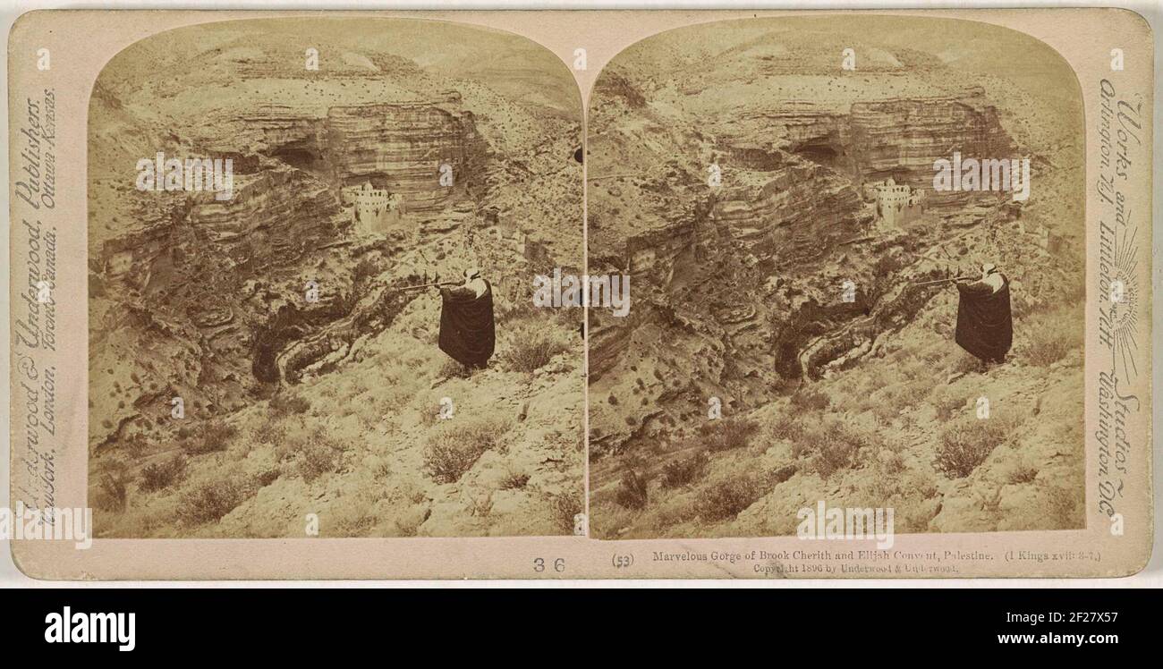 Herrliche Schlucht des Baches Cherith und Elijah Kloster, Palästina (I Könige XVII, 3-7).. Stockfoto