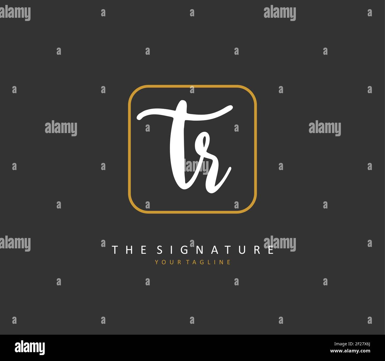 TR Anfangsbuchstabenhandschrift und Signaturlogo. Ein Konzept handschriftlich Initiallogo mit Template-Element. Stock Vektor