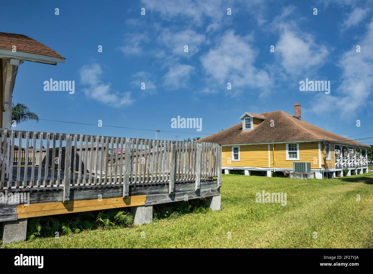 Das historische Florida East Coast Railway Homestead Agent's House, jetzt das Florida Pioneer Museum, aus der Nachbildung des Homestead Depot in FL Stockfoto