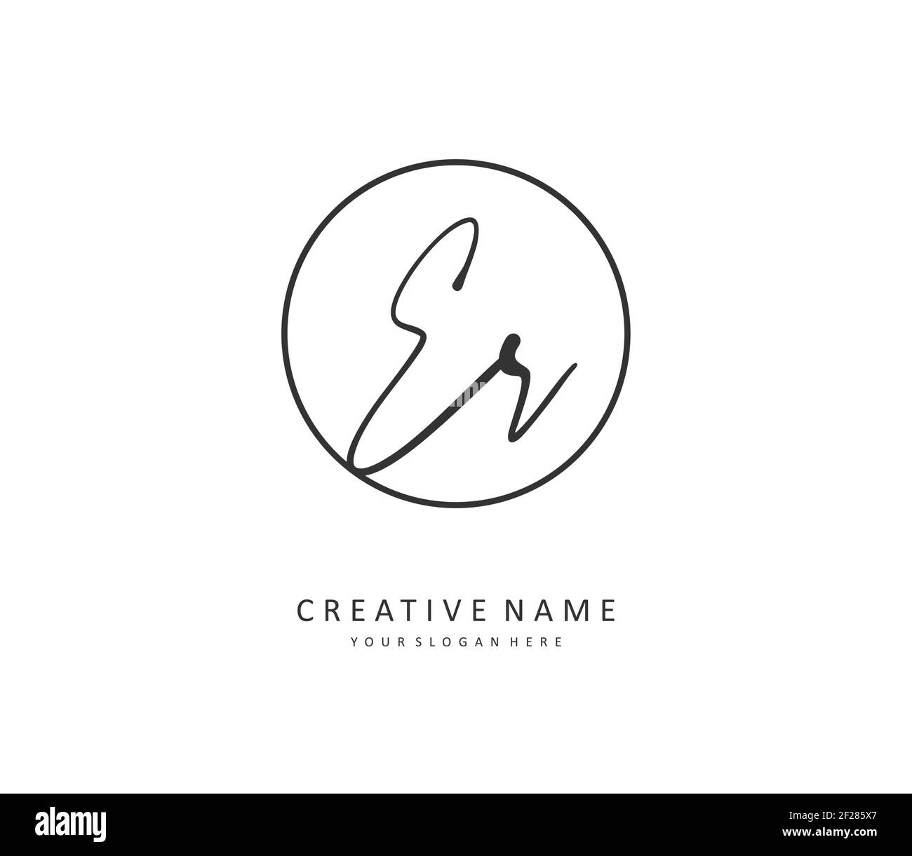 ER Anfangsbuchstabe Handschrift und Unterschrift Logo. Ein Konzept handschriftlich Initiallogo mit Template-Element. Stock Vektor