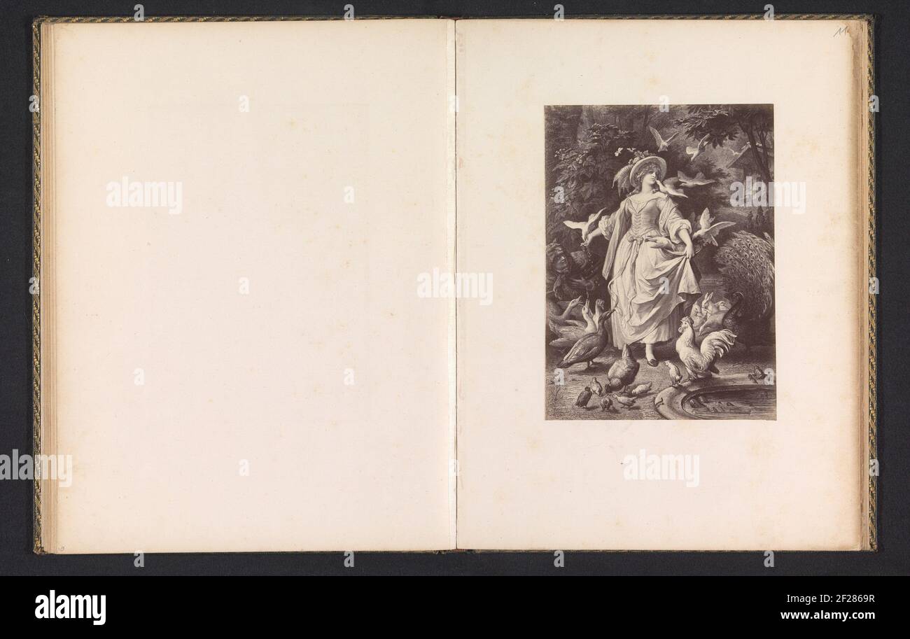 Fotoreproduktion eines Druckes, vermutlich Lili Schönemann mit Vögeln im Park.. Stockfoto