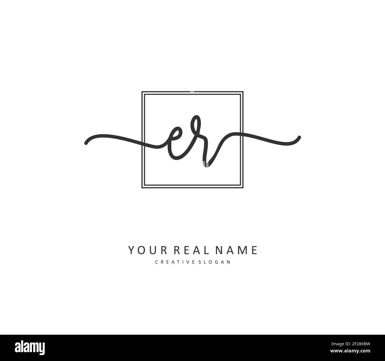 ER Anfangsbuchstabe Handschrift und Unterschrift Logo. Ein Konzept handschriftlich Initiallogo mit Template-Element. Stock Vektor