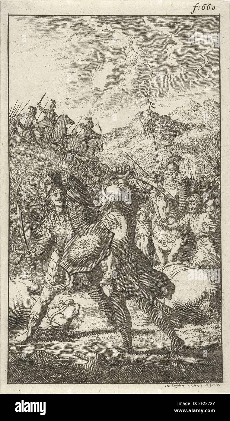 Drucken Sie oben rechts mit der Aufschrift F: 660. Stockfoto