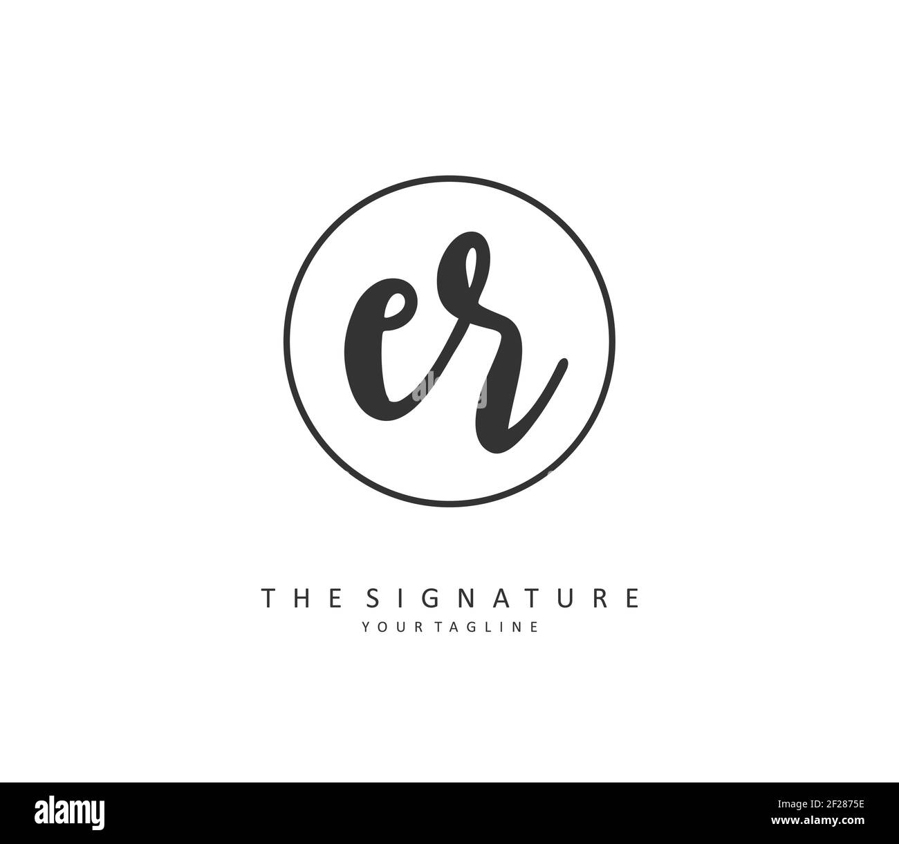 ER Anfangsbuchstabe Handschrift und Unterschrift Logo. Ein Konzept handschriftlich Initiallogo mit Template-Element. Stock Vektor