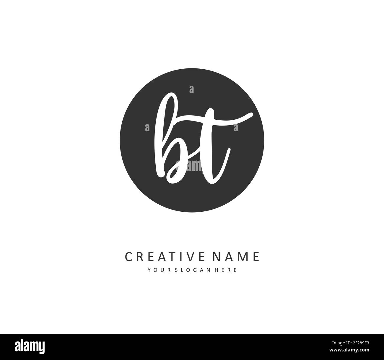 B T BT Anfangsbuchstabenhandschrift und Signaturlogo. Ein Konzept handschriftlich Initiallogo mit Template-Element. Stock Vektor