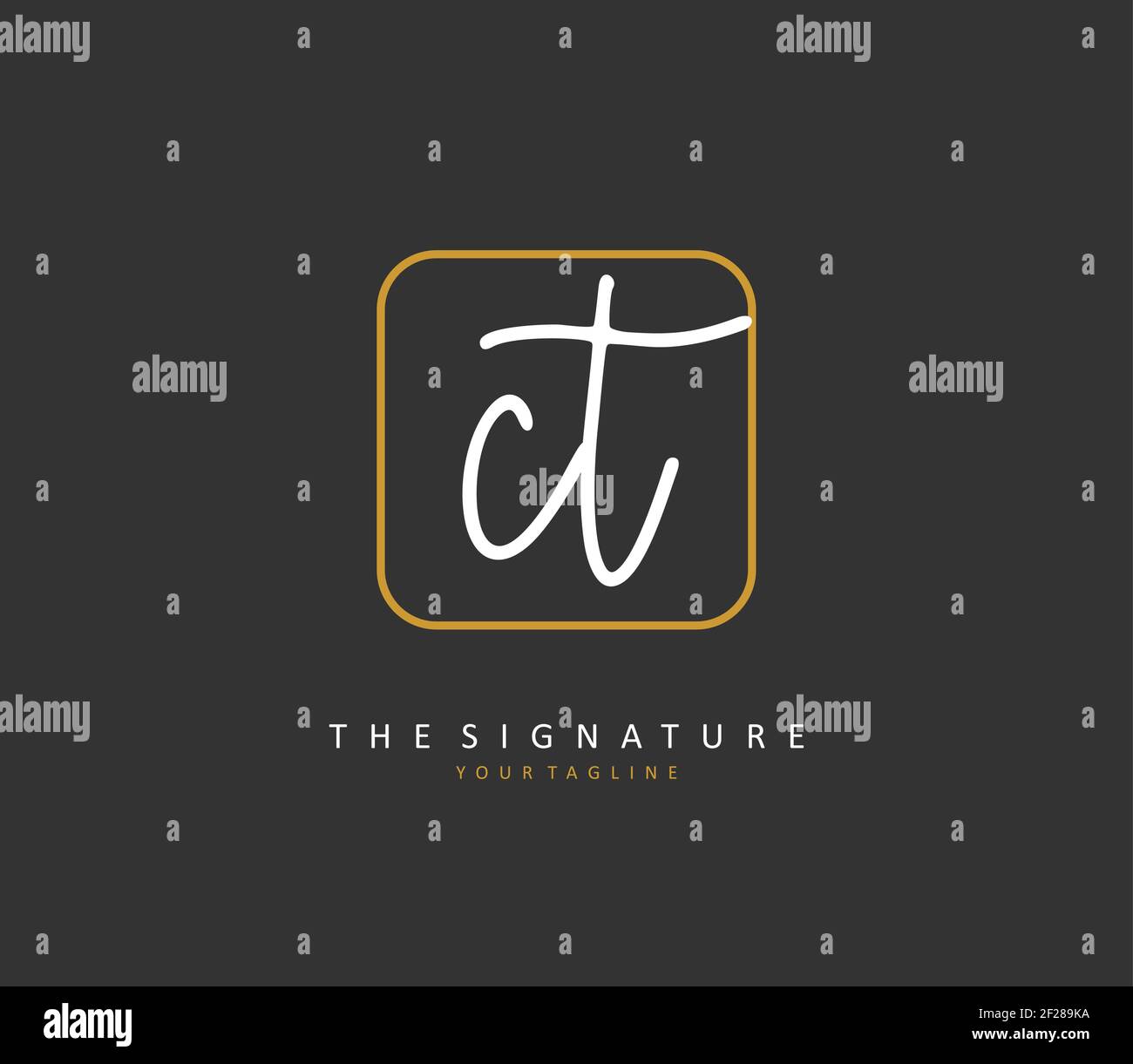 C T CT Anfangsbuchstabenhandschrift und Signaturlogo. Ein Konzept handschriftlich Initiallogo mit Template-Element. Stock Vektor