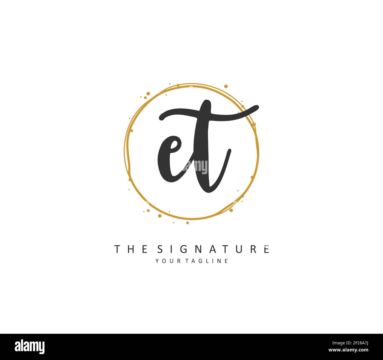 E T ET Anfangsbuchstabenhandschrift und Signaturlogo. Ein Konzept handschriftlich Initiallogo mit Template-Element. Stock Vektor