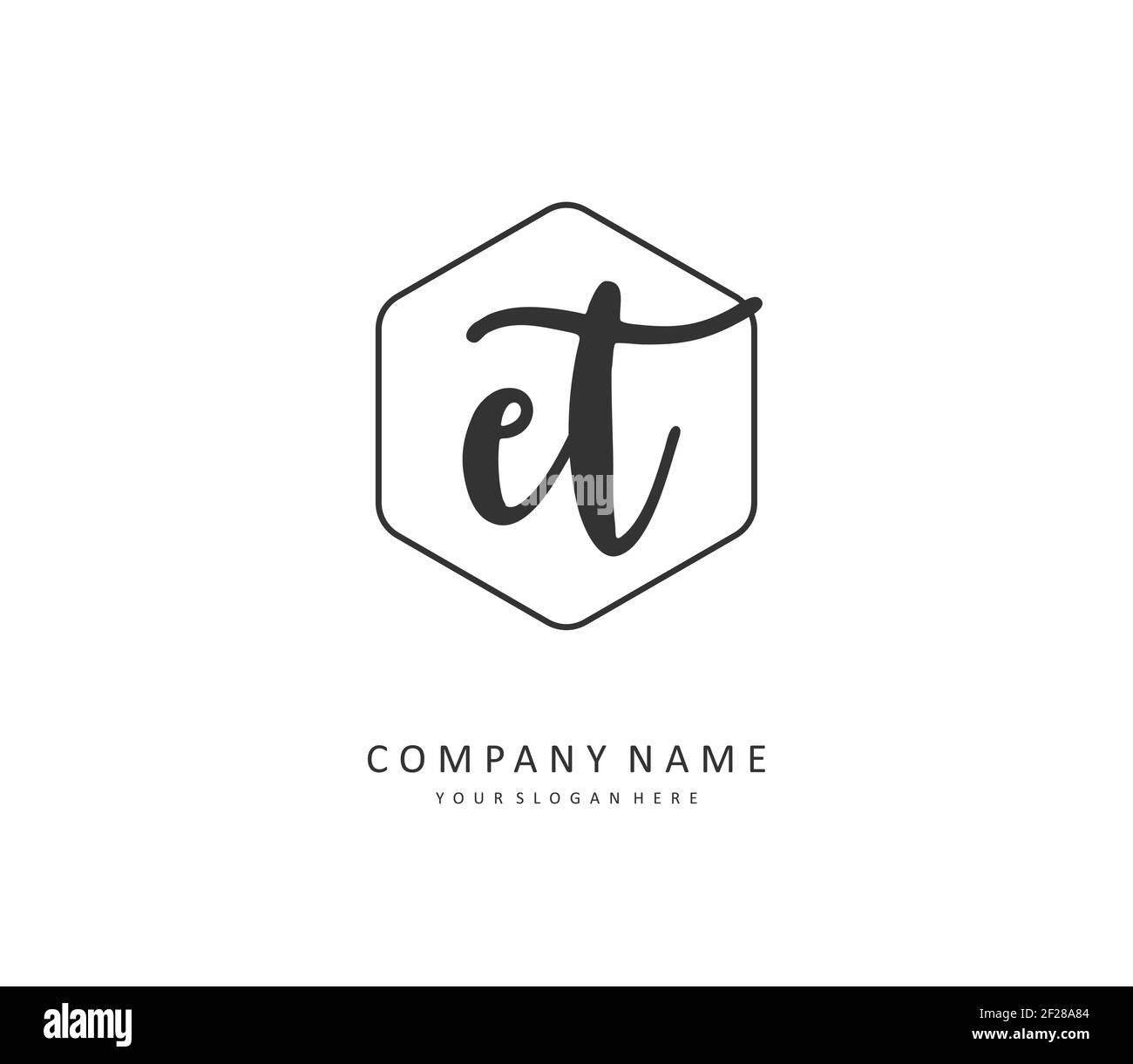 E T ET Anfangsbuchstabenhandschrift und Signaturlogo. Ein Konzept handschriftlich Initiallogo mit Template-Element. Stock Vektor