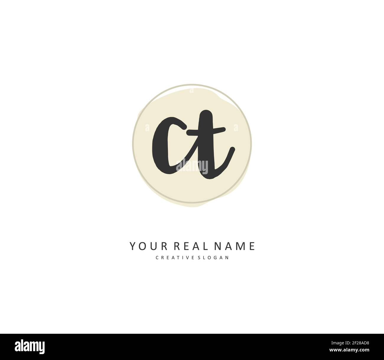 C T CT Anfangsbuchstabenhandschrift und Signaturlogo. Ein Konzept handschriftlich Initiallogo mit Template-Element. Stock Vektor
