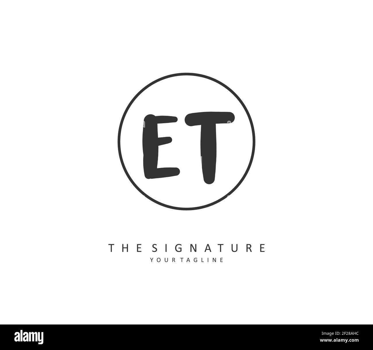 E T ET Anfangsbuchstabenhandschrift und Signaturlogo. Ein Konzept handschriftlich Initiallogo mit Template-Element. Stock Vektor