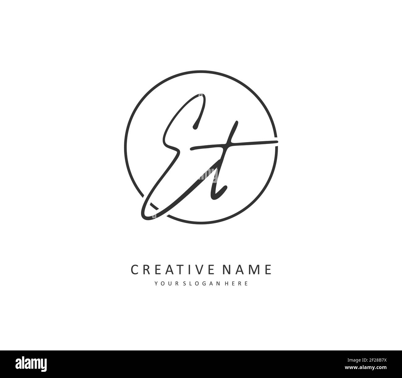 E T ET Anfangsbuchstabenhandschrift und Signaturlogo. Ein Konzept handschriftlich Initiallogo mit Template-Element. Stock Vektor