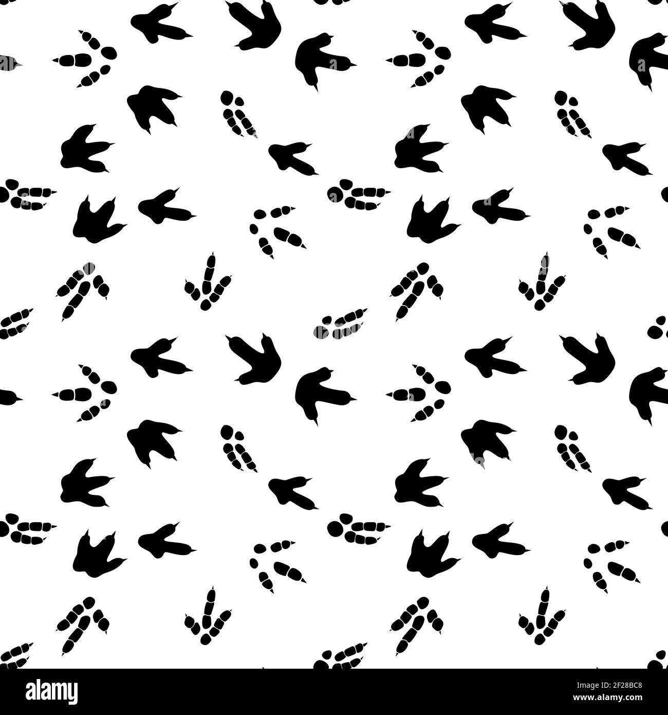 Dinosaurier Fußabdruck Spuren. Minimalistisches Nahtmuster. Hintergrund mit Pfote, Klaue Raubtier. Dinosaurier Fußabdruck Illustration perfekt für Textil, Wrap und Tapete und Design Stock Vektor