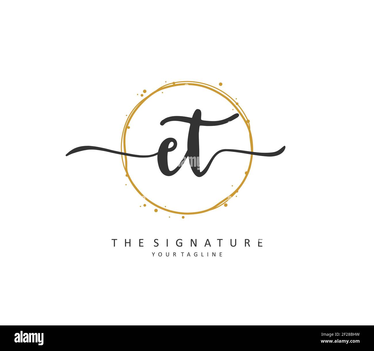 E T ET Anfangsbuchstabenhandschrift und Signaturlogo. Ein Konzept handschriftlich Initiallogo mit Template-Element. Stock Vektor