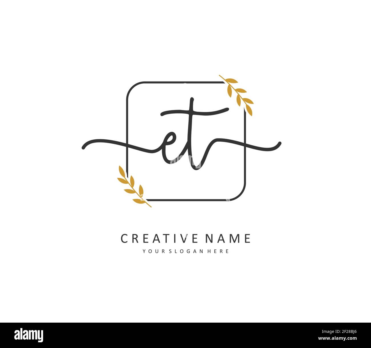 E T ET Anfangsbuchstabenhandschrift und Signaturlogo. Ein Konzept handschriftlich Initiallogo mit Template-Element. Stock Vektor