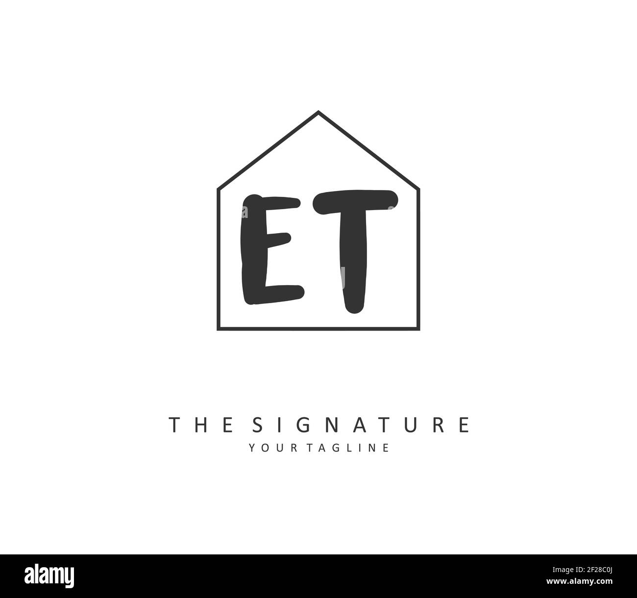 E T ET Anfangsbuchstabenhandschrift und Signaturlogo. Ein Konzept handschriftlich Initiallogo mit Template-Element. Stock Vektor