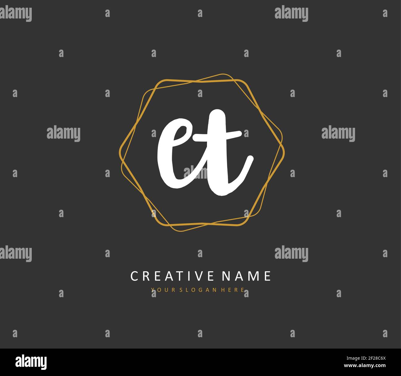 E T ET Anfangsbuchstabenhandschrift und Signaturlogo. Ein Konzept handschriftlich Initiallogo mit Template-Element. Stock Vektor