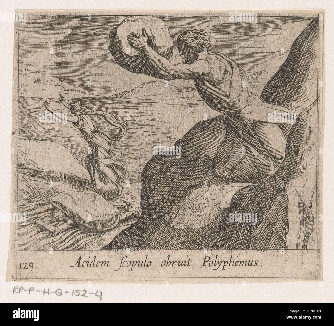 Polyphemus wirft einen Stein zu Galatea und Acis; Acidem Scloop Obrood