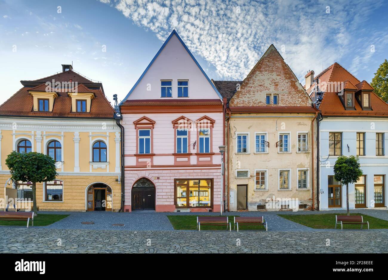 Historische Häuser, Bordejov, Slowakei Stockfoto