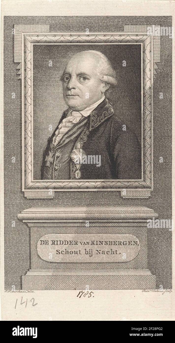 Porträt von Jan Hendrik van Kinsbergen.Porträt des niederländischen Admirals Jan Hendrik van Kinsbergen, als Schout bei Nacht. Stockfoto